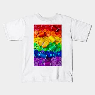 Yellow Butterfly With Rainbow Buttons Kids T-Shirt